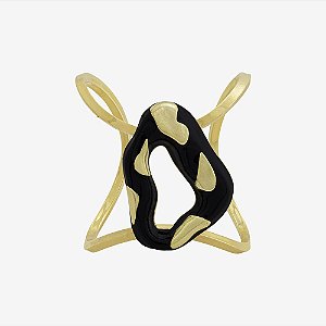 Bracelete SD Sheila Morais orgânico resina animal print ouro vintage