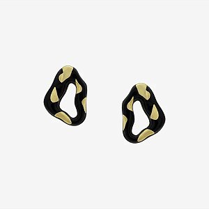 Brinco SD Sheila Morais orgânico resina animal print p ouro vintage