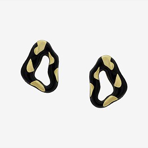 Brinco SD Sheila Morais orgânico resina animal print g ouro vintage