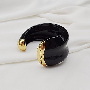 Bracelete SD Sheila Morais resina preta ouro vintage
