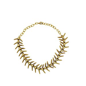 Colar choker Palone Design espinha ouro vintage