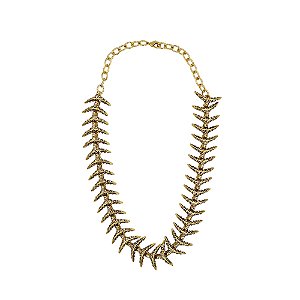 Colar Palone Design espinha strass ouro vintage