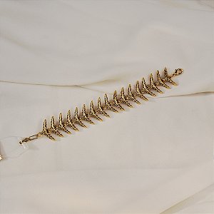 Pulseira Palone Design espinha strass ouro vintage