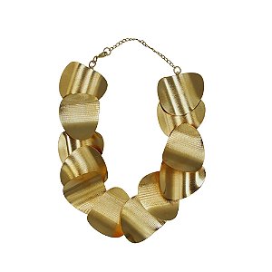 Colar Palone Design placas curvadas ouro vintage