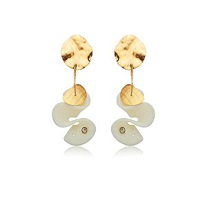 Brinco Palone Design ondas resina ouro vintage