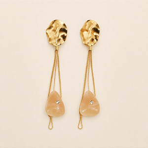 Brinco Palone Design gota resina ouro vintage