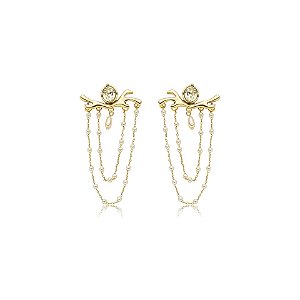 Brinco Palone Design cristal e pérolas ouro vintage