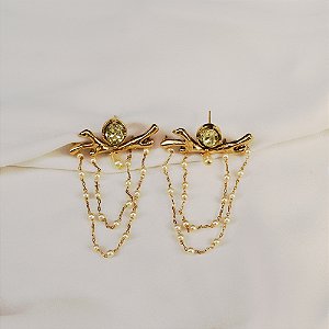 Brinco Palone Design cristal e pérolas ouro vintage