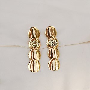 Brinco Palone Design escamas cristal ouro vintage