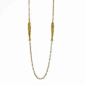 Colar Rosana Bernardes longo sardinha ouro semijoia