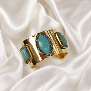 Bracelete Rosana Bernardes Turquesa Cristais