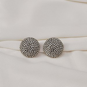 Brinco Juliana Manzini strass prateado
