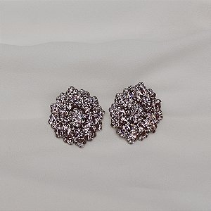 Brinco Leticia Sarabia médio cristal rosa claro prateado B6624