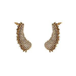 Brinco ear cuff Morena Canela girassol cristais ouro semijoia