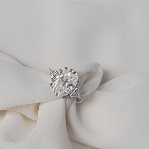 Anel gota moissanite prata 925