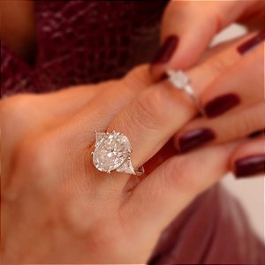 Anel oval moissanite 14mm prata 925