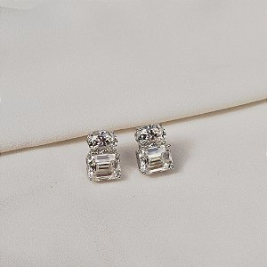 Brinco geométrico moissanite prata 925