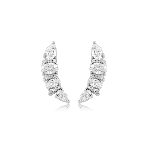 Brinco ear cuff moissanite prata 925