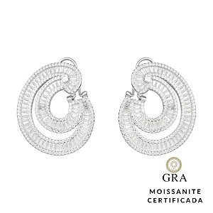 Brinco Elaine Palma baguete glam moissanite prata 925