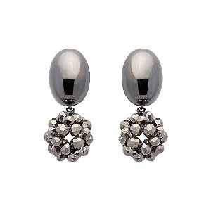 Brinco Lita Raies cristais grafite semijoia