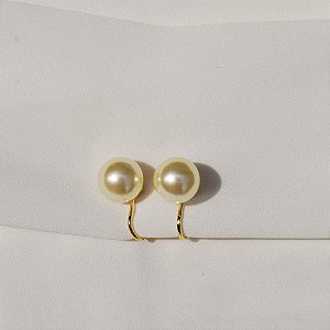 Brinco pressão pérola ouro semijoia 6321305