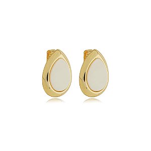 Brinco pressão gota madrepérola ouro semijoia 6967905