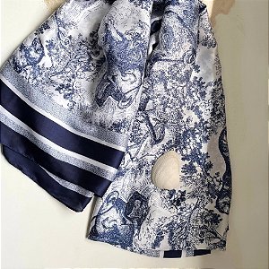 Pareô Savage Toile de Jouy em Seda Tecnológica