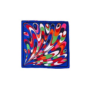 Lenço quadrado pavão azul
