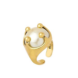 Anel Hector Albertazzi pérola collab ouro vintage
