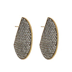 Brinco Hector Albertazzi maxi black diamond ouro vintage