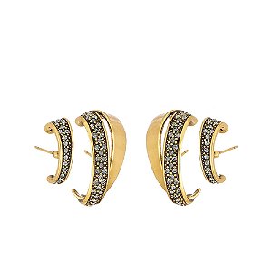Kit 2 brincos Hector Albertazzi midi brisa ouro vintage
