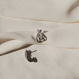 Brinco 3 aros zircônia ródio semijoia 25k06023