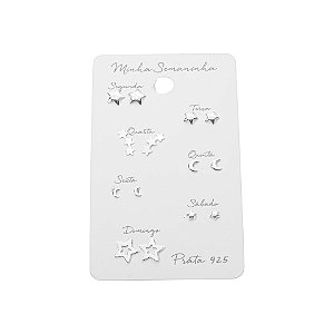 Kit 7 brincos para semana prata 925 6937505