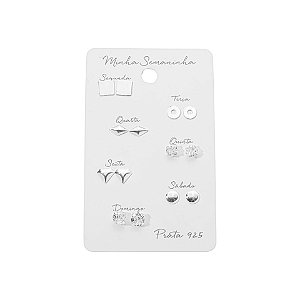 Kit 7 brincos para semana prata 925 6937805