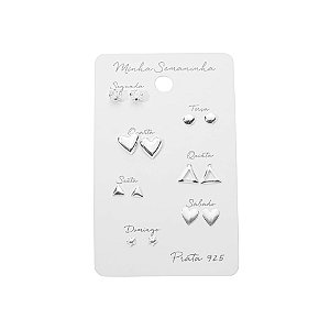 Kit 7 brincos para semana prata 925 6937105
