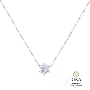 Colar Elaine Palma ponto de luz moissanite 8 mm prata 925