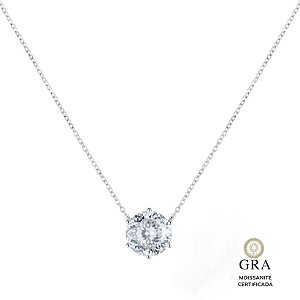 Colar Elaine Palma ponto de luz moissanite 11 mm prata 925