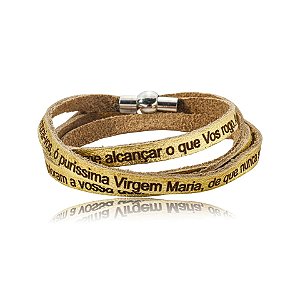 Pulseira Fernanda Villela couro dourado lembrai-vos