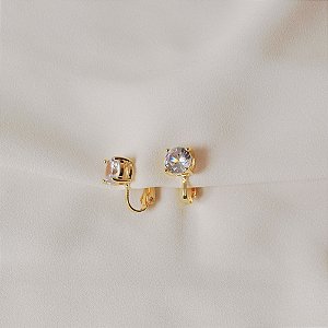 Brinco pressão ponto de luz p cristal ouro semijoia 7019005