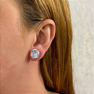 Brinco pressão ponto de luz g zircônia ouro semijoia 7019105