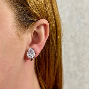 Brinco pressão gota p cristal ródio semijoia 7018805