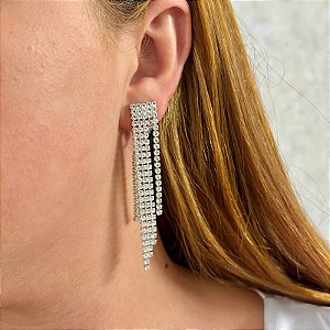 Brinco pressão franja zircônia ródio semijoia 7018105