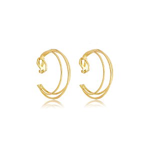 Brinco pressão argola tripla ouro semijoia 7033305