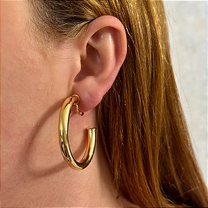 Brinco pressão argola tubo m ouro semijoia 7032605