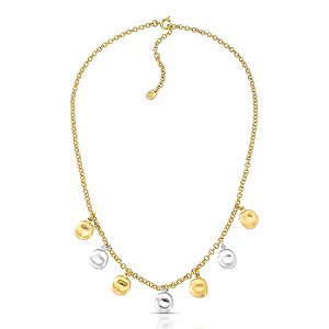 Colar penduricalhos mix ouro e ródio fosco semijoia