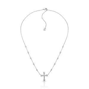 Colar crucifixo zircônia ródio semijoia