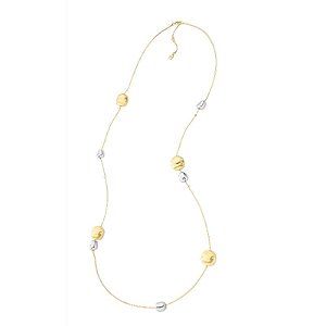 Colar longo ovais martelados ouro e ródio fosco semijoia