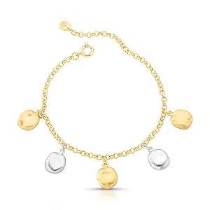 Pulseira penduricalho mix ouro e ródio fosco semijoia