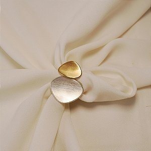 Anel orgânico curvado ouro e ródio fosco semijoia
