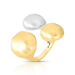 Anel orgânico mix ouro e ródio fosco semijoia